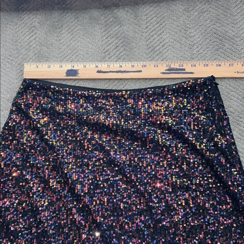 Loft Sequin Midi Skirt in Multicolor Red Black Blue Gold Size 8 - Picture 9 of 11